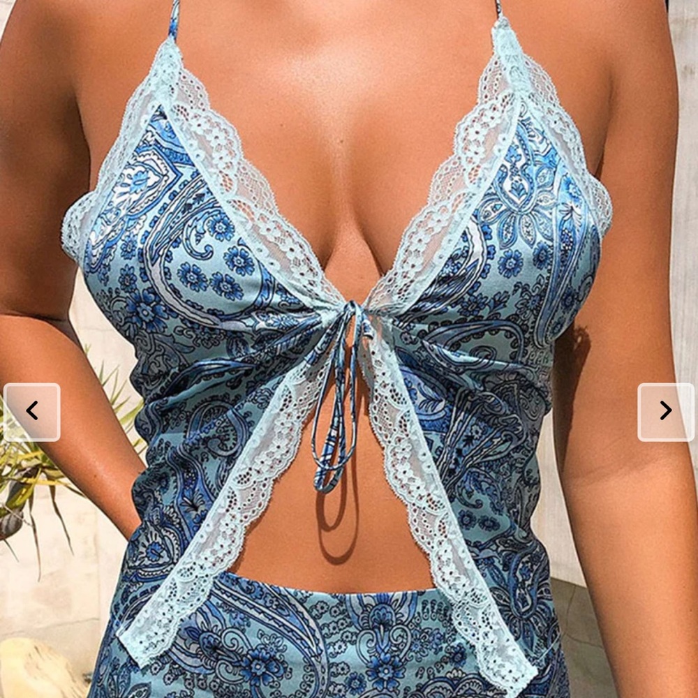 Frankies Bikinis Juliet Lace Silk Tank